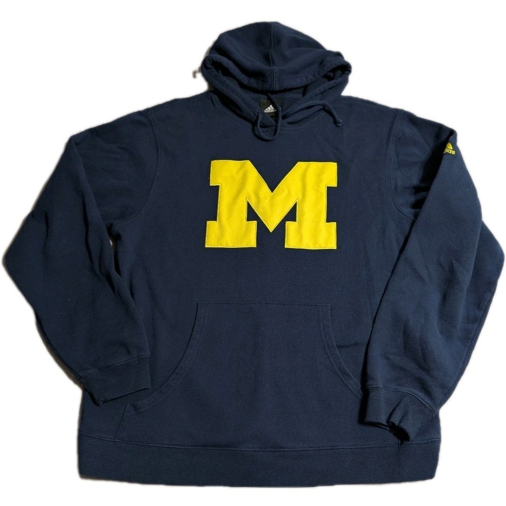 Adidas Michigan Wolverines Hoodie Navy Yellow Pullover‎ Sweatshirt Small